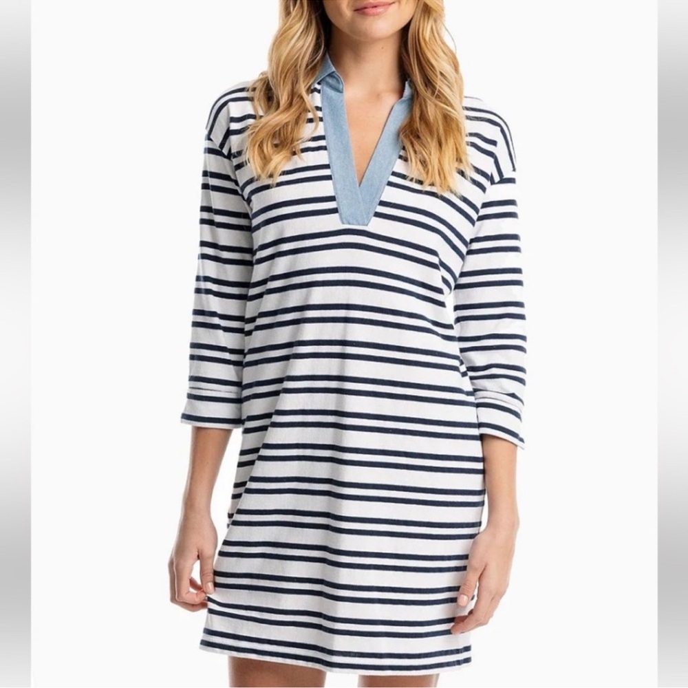 Southern Tide Carolina Stripe Shirt Dress Size Small - Picture 2 of 14